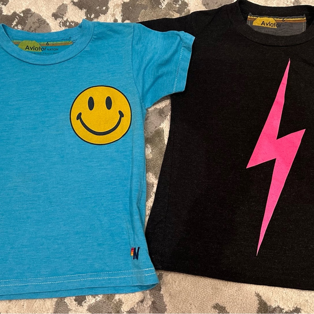 Aviator Nation Kids' Tees in Blue and Black size girls 6 in Good used condition